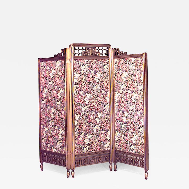 Arts and Crafts Gilt 3 Fold Screen