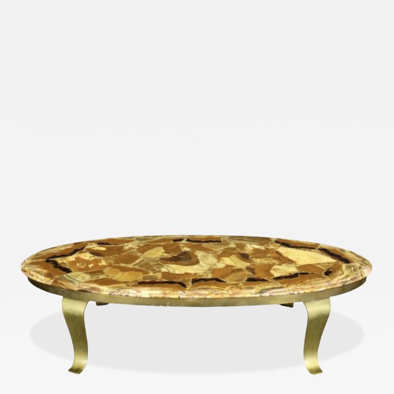 Arturo Pani ARTURO PANI MULLER BROTHERS ONYX AND BRASS LEG COFFEE TABLE