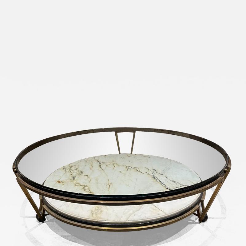 Arturo Pani Mexico 1960s Spectacular Round Cocktail Table Tiered Bronze Marble Arturo Pani