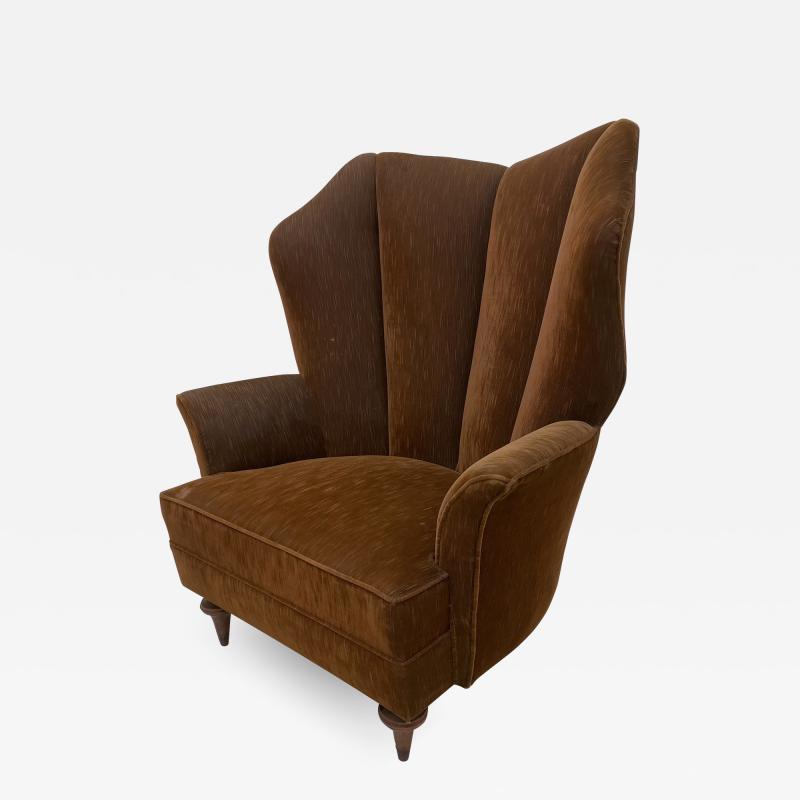 Arturo Pani Regency Modern High Wingback Arm Chair in Mohair by Arturo Pani Mexico 1940s