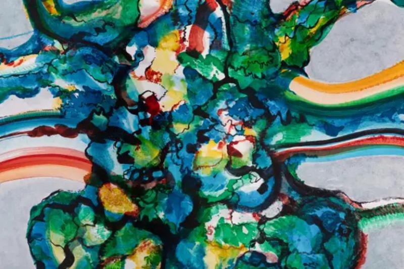 Artwork by E Hennekens Organic Painting on Steel Panel Abstract Art 1970s