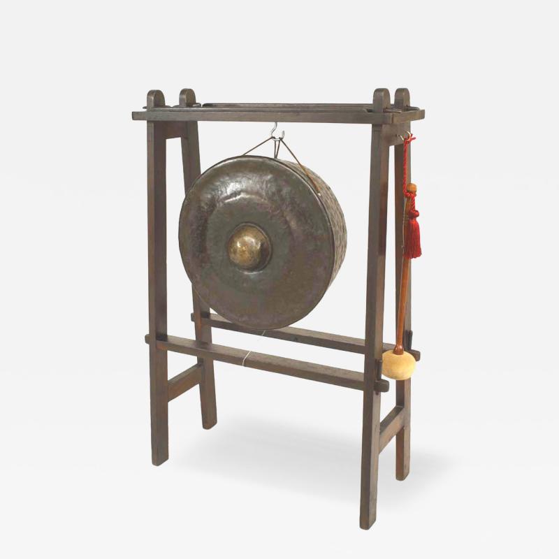 Asian Bronze Gong With Stand