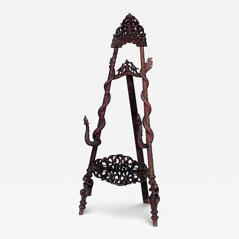 Asian Burmese Carved Snake Easel
