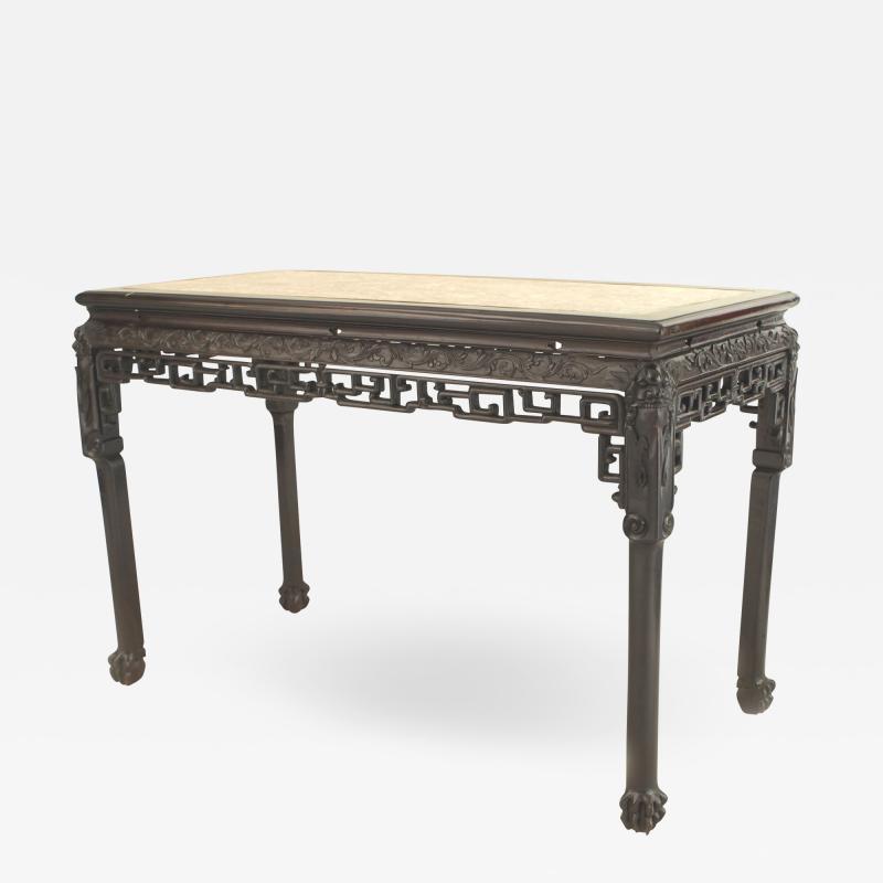 Asian Chinese Rosewood Center Table with Marble Top