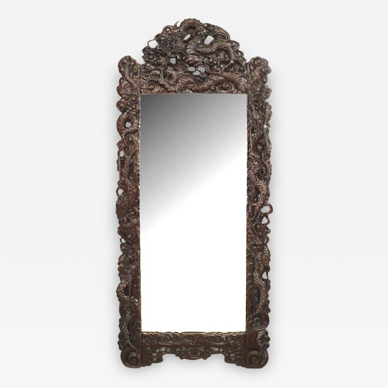 Asian Chinese Style 19th Cent Bevelled Glass Wall Mirror