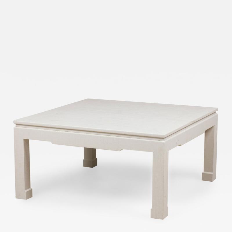 Asian Contemporary Ming Dynasty Style White Raffia Wrapped Coffee Table