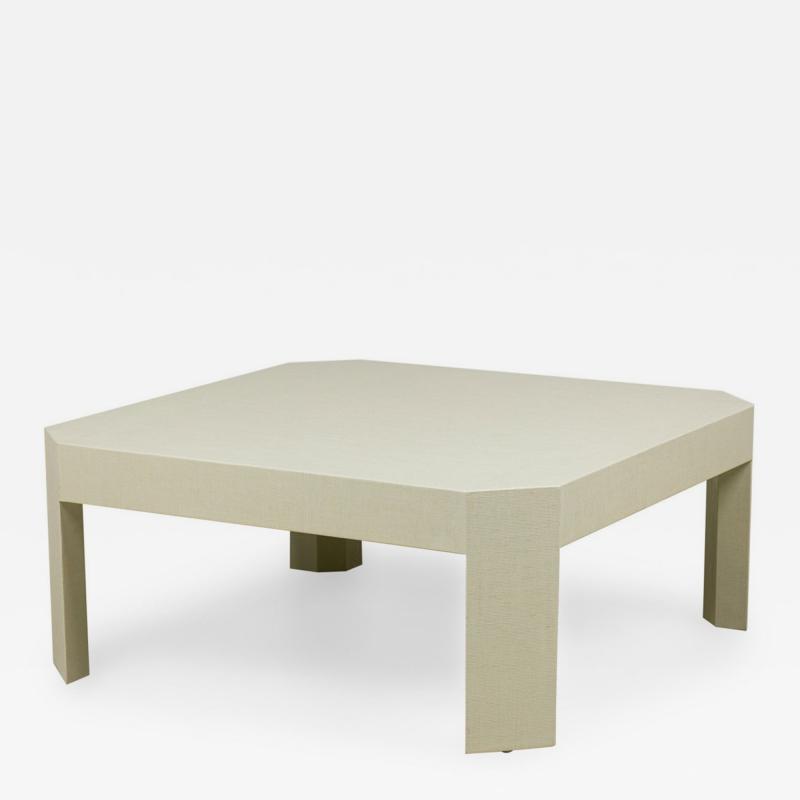 Asian Contemporary Style Sage Colored Raffia Wrapped Coffee Table