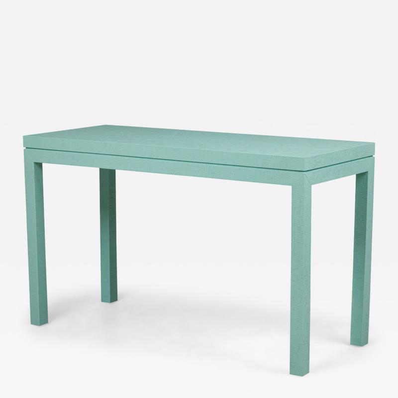 Asian Contemporary Style Turquoise Colored Raffia Wrapped Console Table