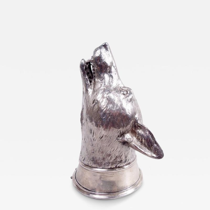 Asprey Traditional English Sterling Silver Fox Stirrup Cup 1959