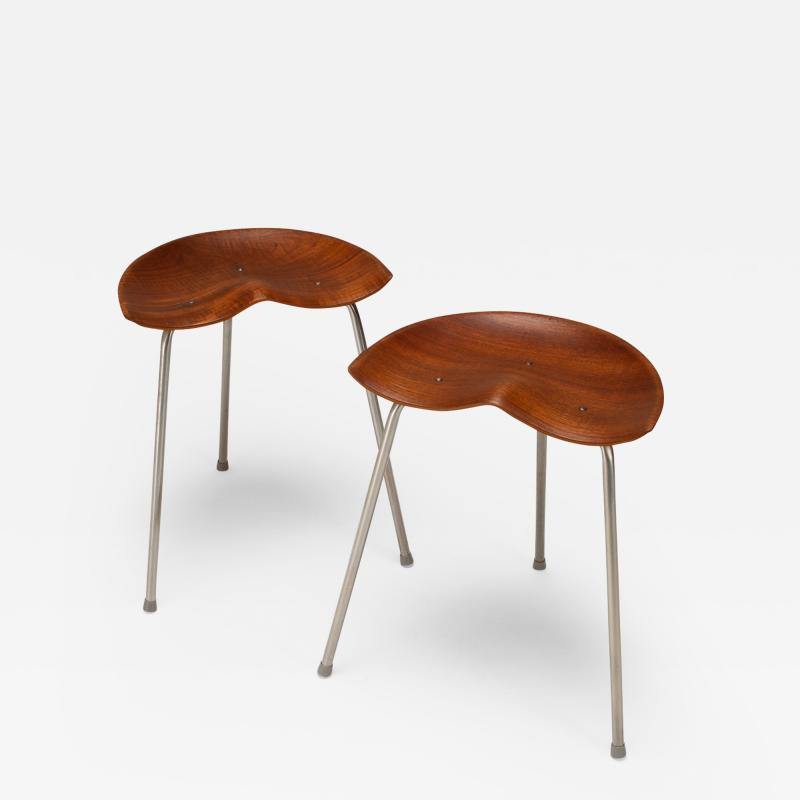 Astor Glibstrup Pair of Stools by Astor Glibstrup for Frederikssund Mobelfabrik Denmark 1960