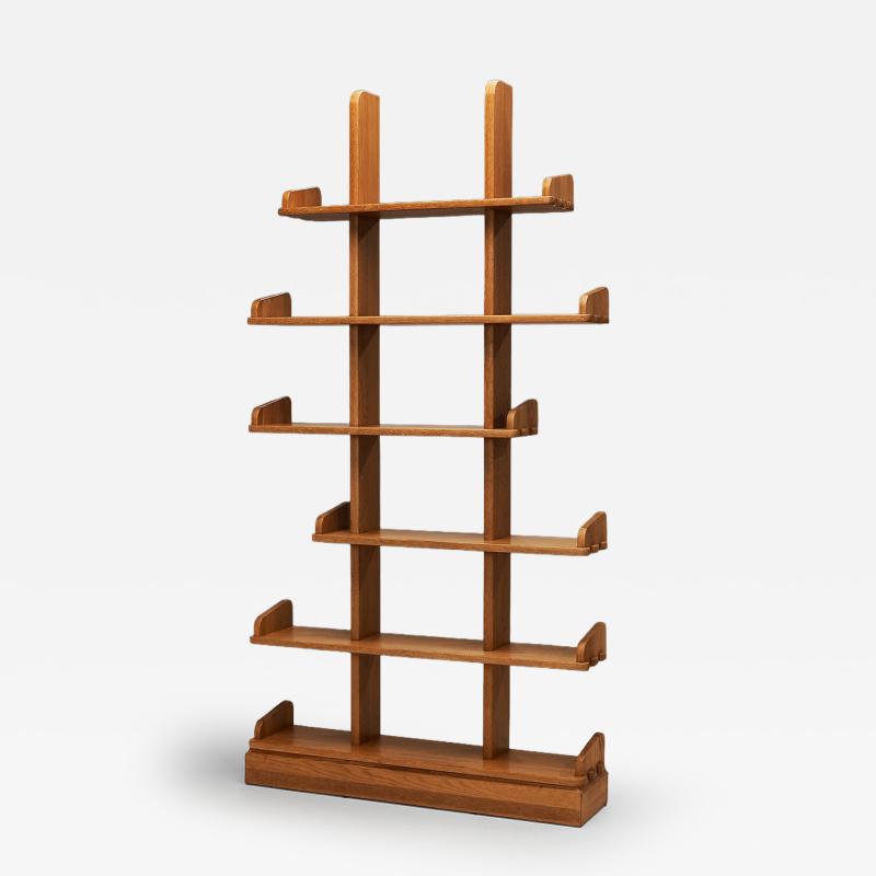 Asymmetrical Oak Bookshelf The Netherlands 1970s