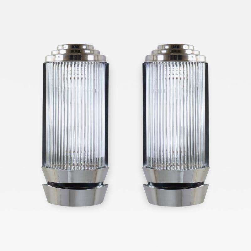 Atelier Petitot Art Deco Sconces in Glass Nickel by Atelier Petitot Pair