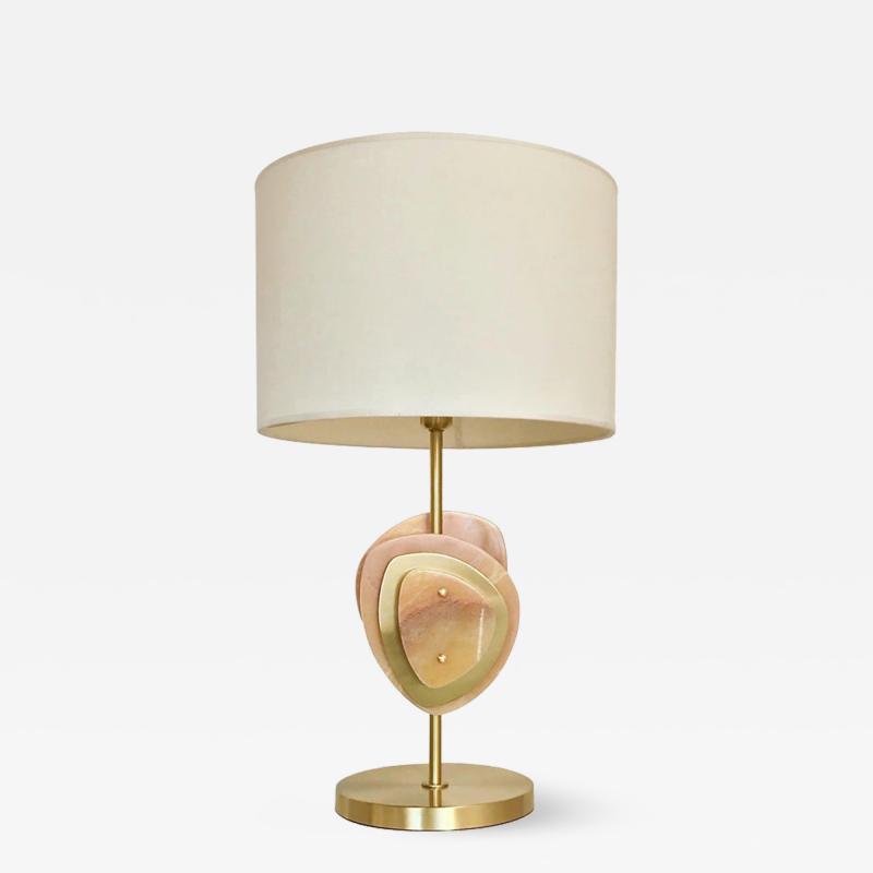 Atelier Terrai Bespoke Italian Organic Modern Amber Onyx Satin Brass Satellite Table Lamp