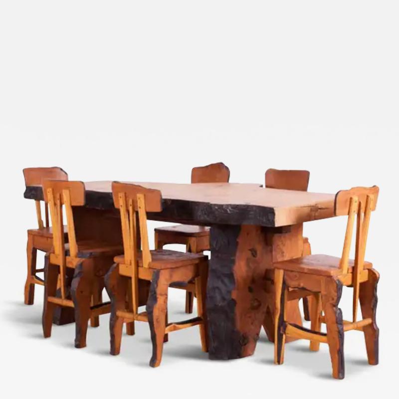 Atelier de Marolles Rustic Modern Wabi Sabi Dining Table and Chairs in the Style of Nakashima