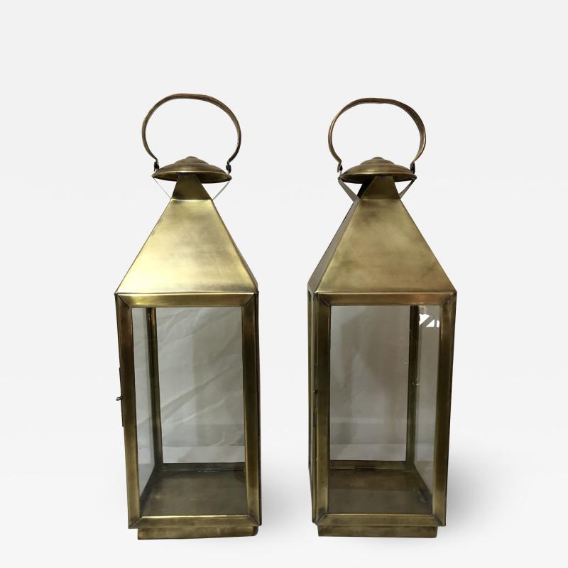 Atlas Showroom Brass Lanterns or Candleholder for Garden or Indoor a Pair