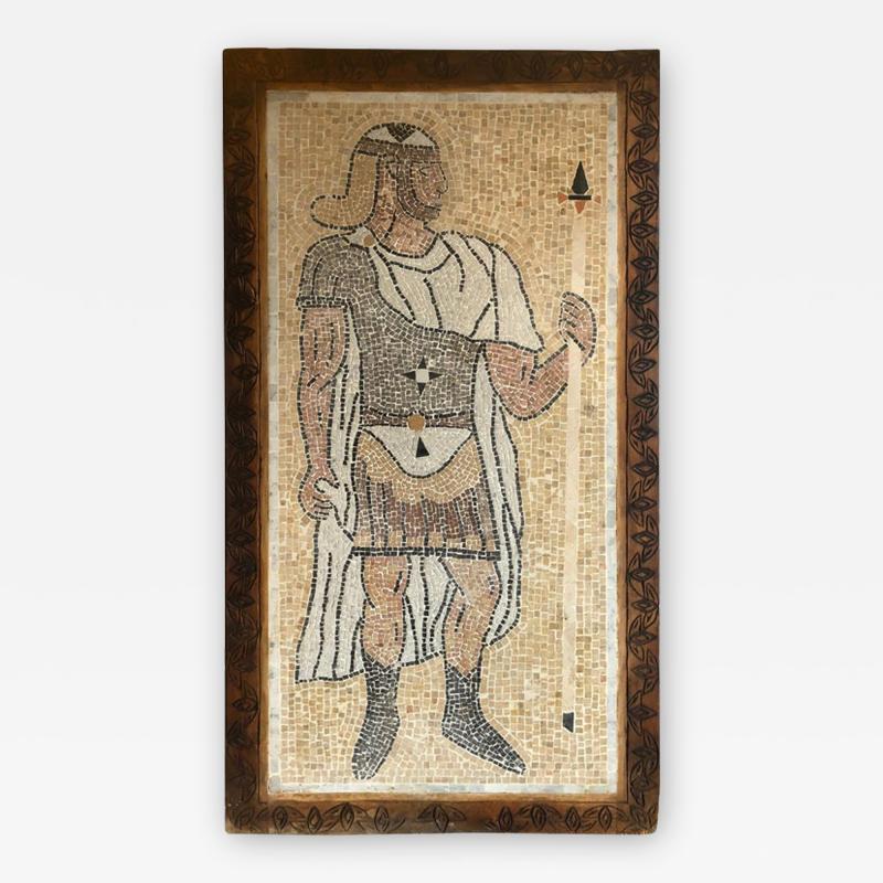 Atlas Showroom Micro Mosaic Tile Wall Plaque or Table Top of a Centurion in Wood Frame