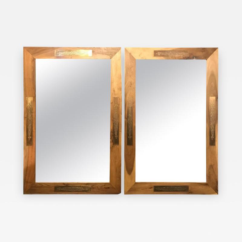 Atlas Showroom Pair of Hollywood Regency Style Brass Framed Wall or Console or Pier Mirrors