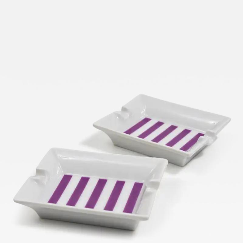 Augarten Porzellanmanufaktu Pair Augarten Vienna Purple Midcentury Fine Porcelaine Ashtrays Austria 1950s