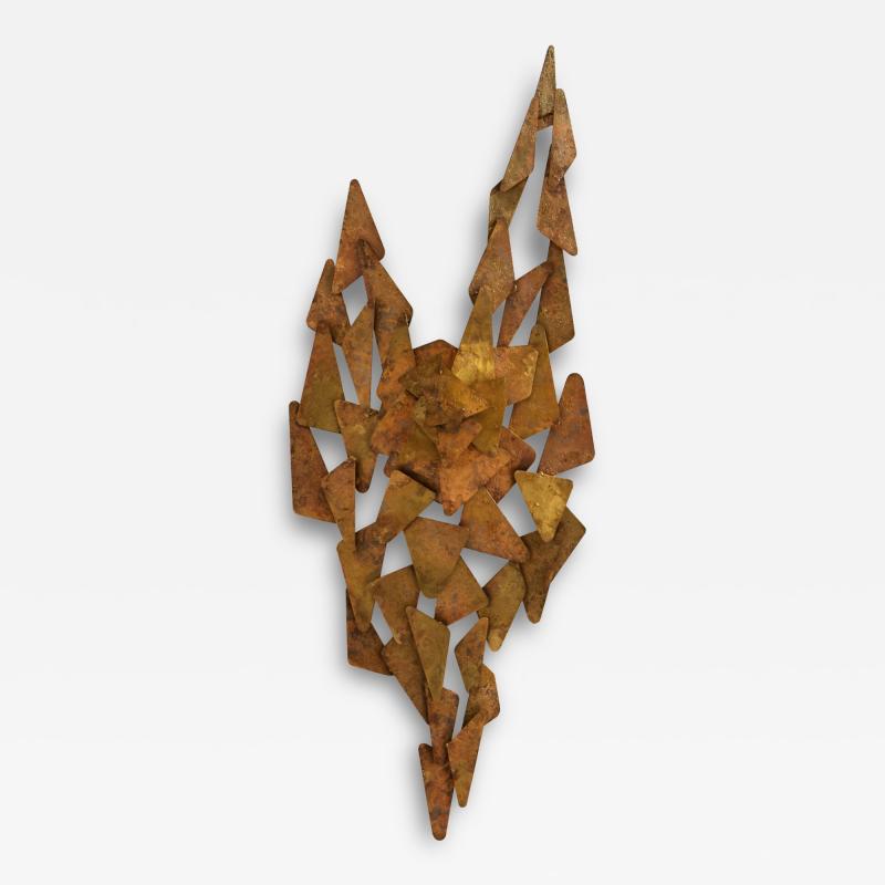 Auguste fix patinated metal wall light sculpture 1970s