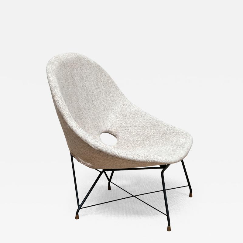Augusto Bozzi Augusto Bozzi Kosmos Lounge Chair in Ivory Chenille Saporiti Italy 1950s