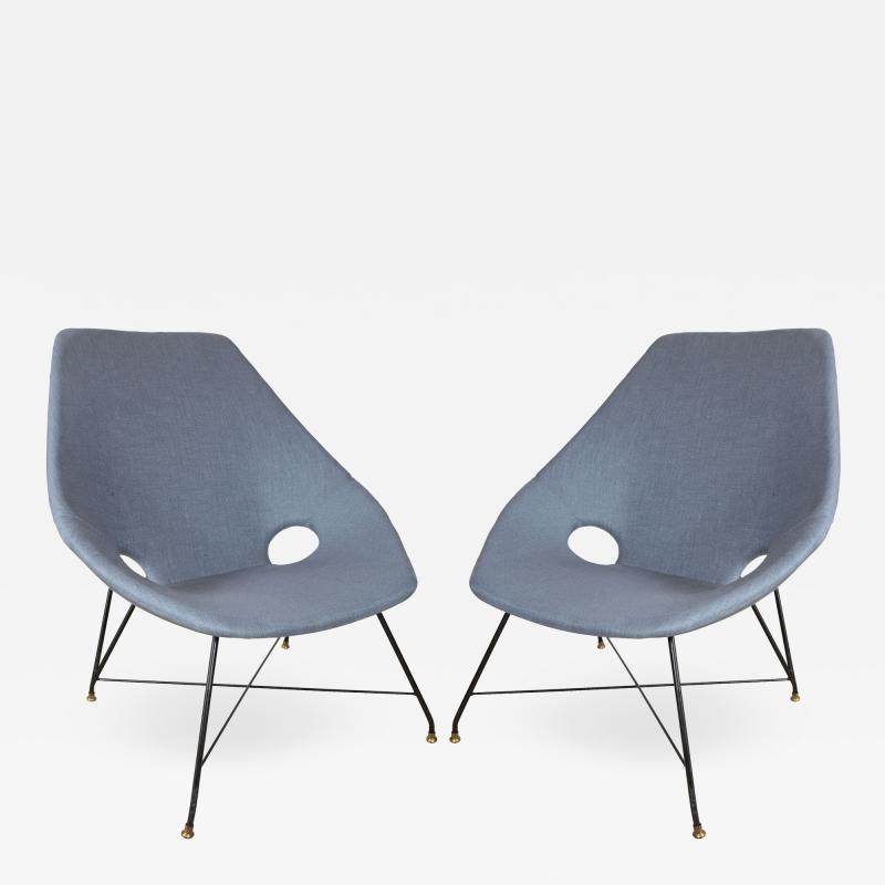 Augusto Bozzi BLUE LINEN CHAIRS BY AUGUSTO BOZZI