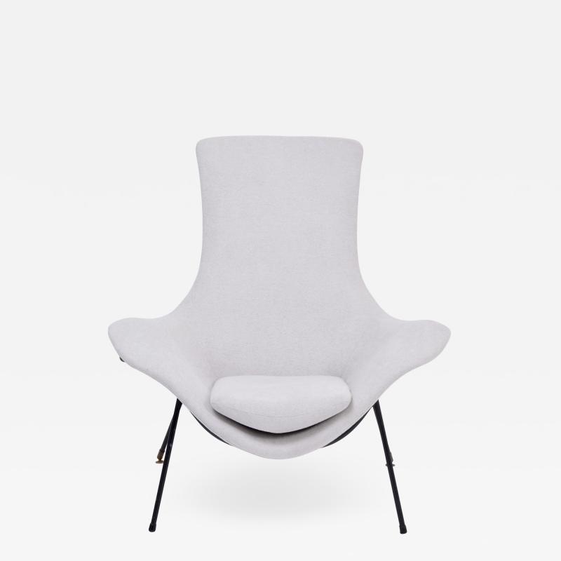 Augusto Bozzi Grey Italian Mid Century Modern Lounge Chair by Augusto Bozzi for Saporiti
