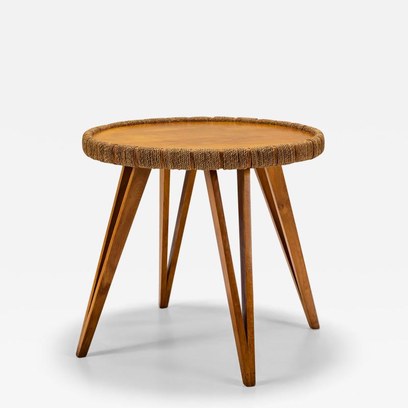 Augusto Romano Augusto Romano Round Side Table in Beech and Rope Italy 1948
