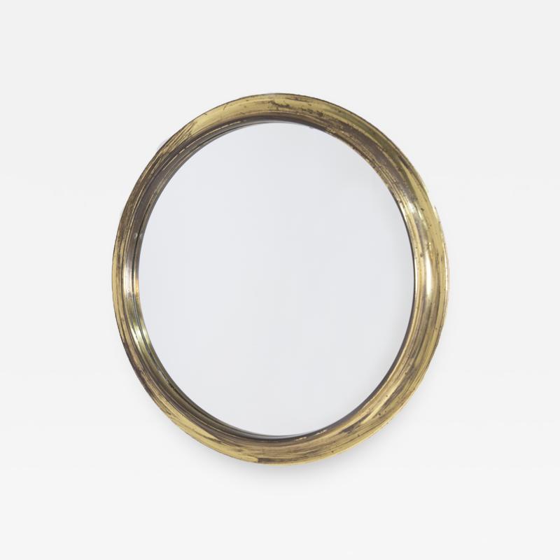 Augusto Savini Italian Round Mirror in Brass by Arch Augusto Savini