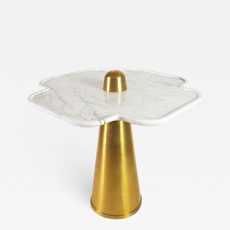 Aur lia Bire BLOSSOM Carrare Marble brushed brass side table