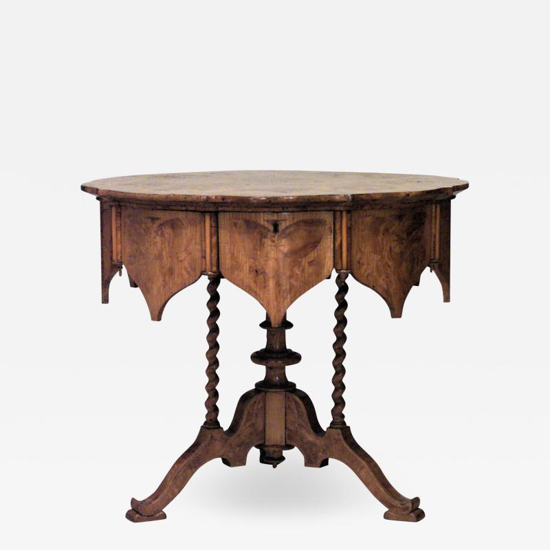 Austrian Biedermeier Burl Ash Center Table