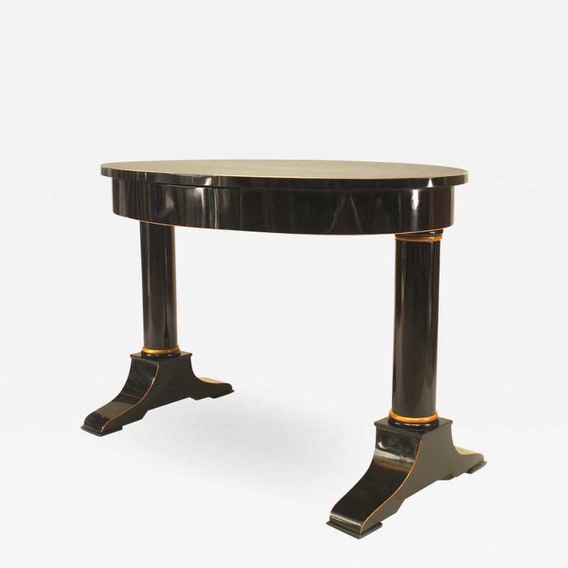 Austrian Biedermeier Ebonized Oval Table Desk