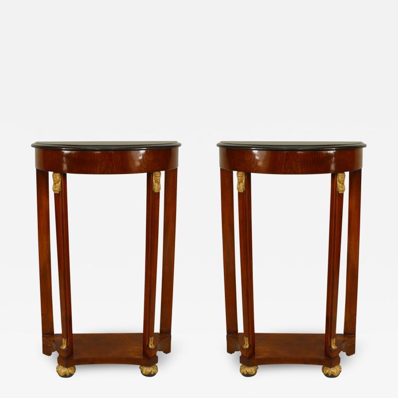 Austrian Biedermeier Mahogany Demilune Console Table