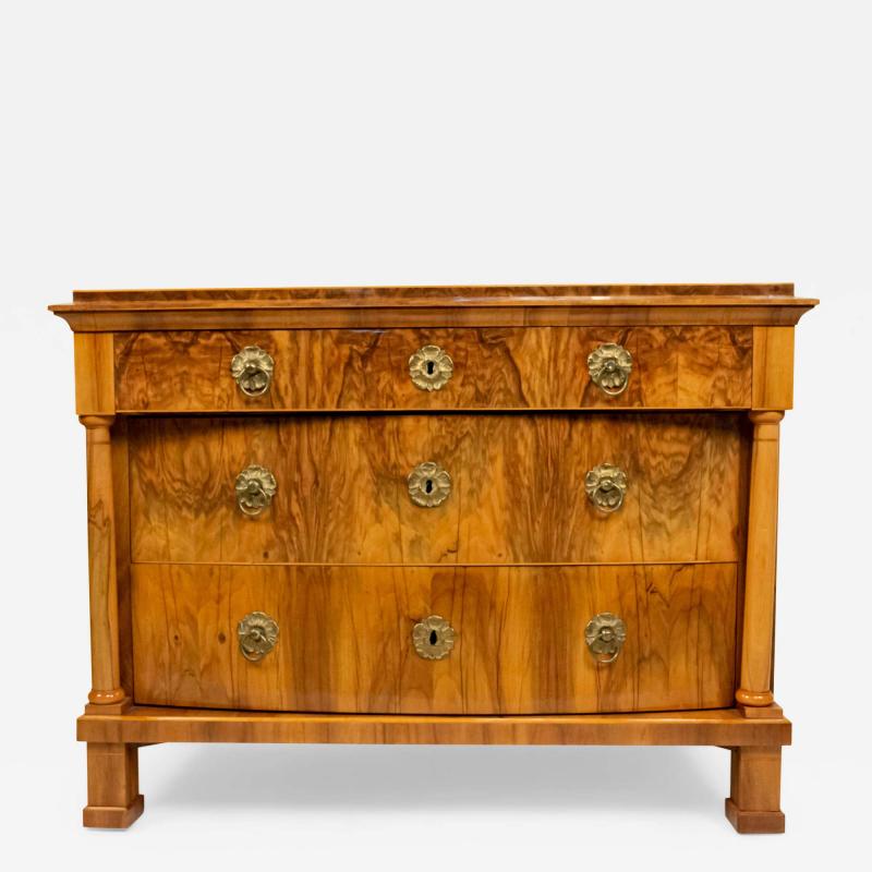 Austrian Biedermeier Walnut Chest with Brass Hardware