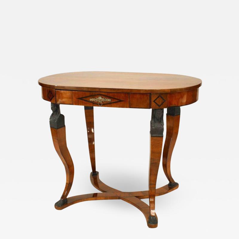 Austrian Biedermeier Walnut Oval Center Table