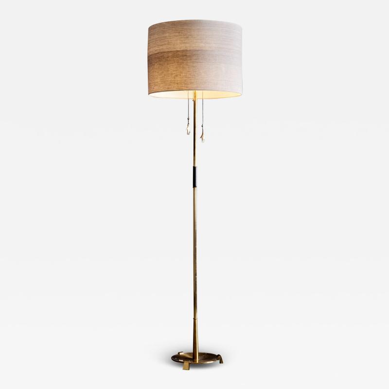 Austrian Brass Floorlamp with brass pull chains crafted by Carl Aub ck