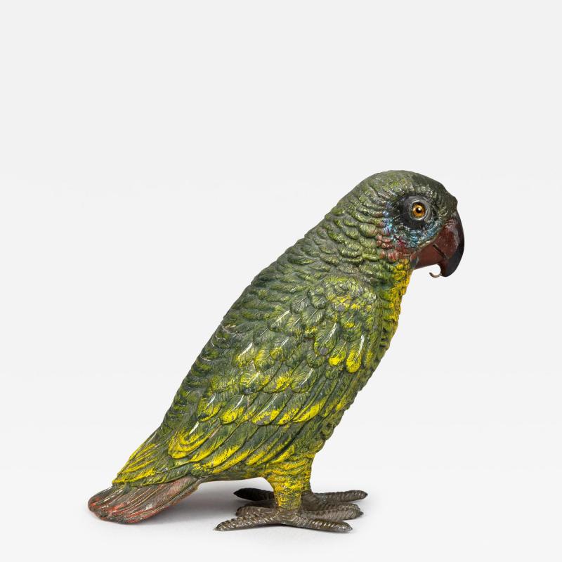 Austrian Cold Paint Bronze Parrot Watch Holder