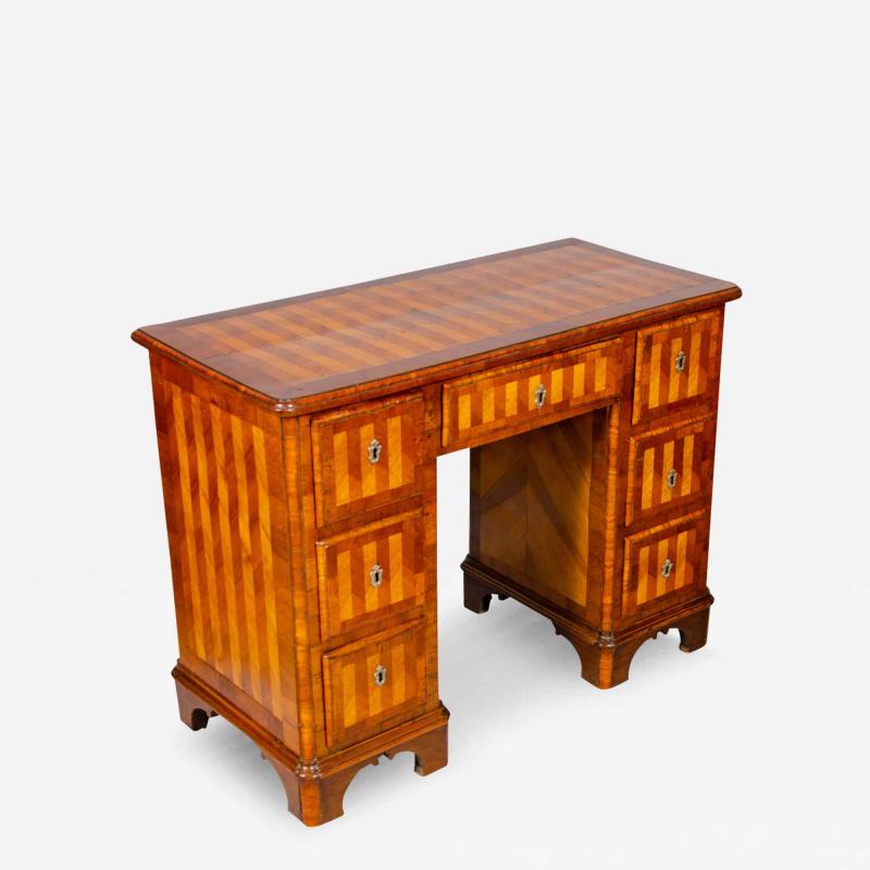 Austrian Neoclassic Parquetry Pedestal Desk