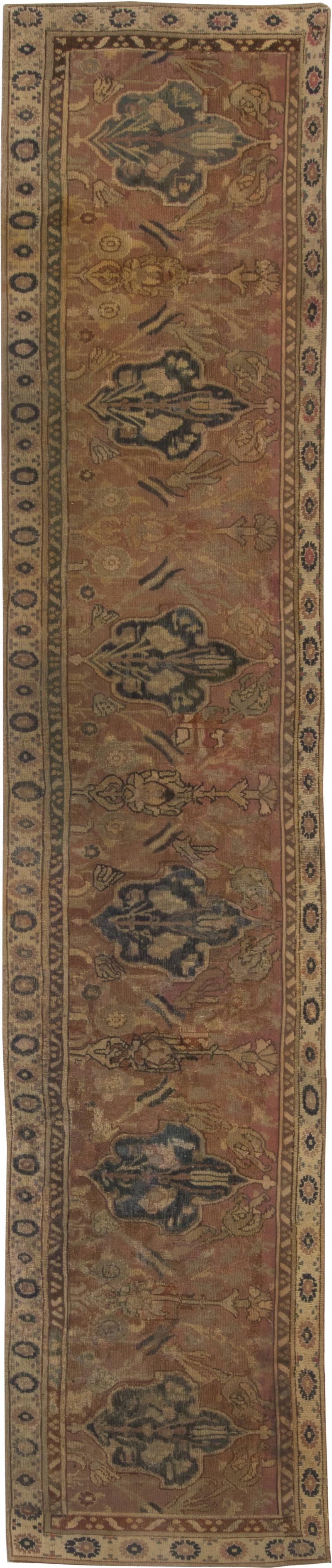 Authentic 17th Century Narrow Cairene Dusty Rose Handmade Wool Runner