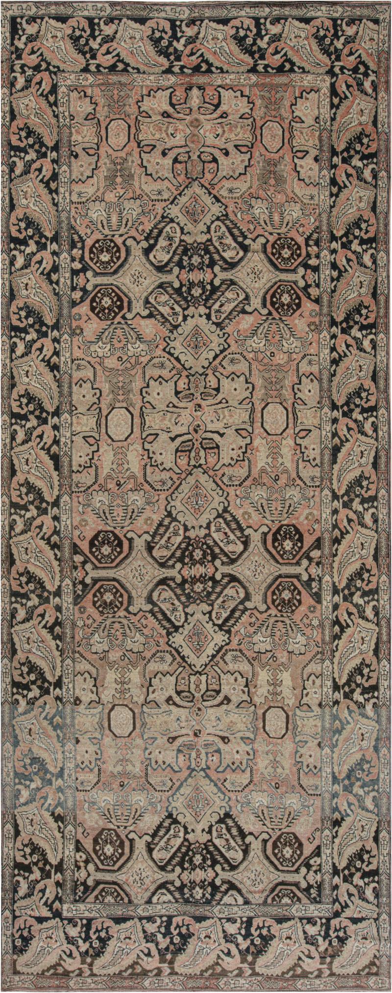 Authentic 1900s Karabagh Bold Design Handmade Wool Rug
