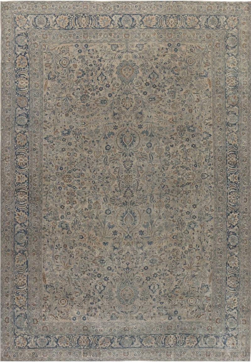 Authentic 1900s Persian Kirman Handmade Wool Rug