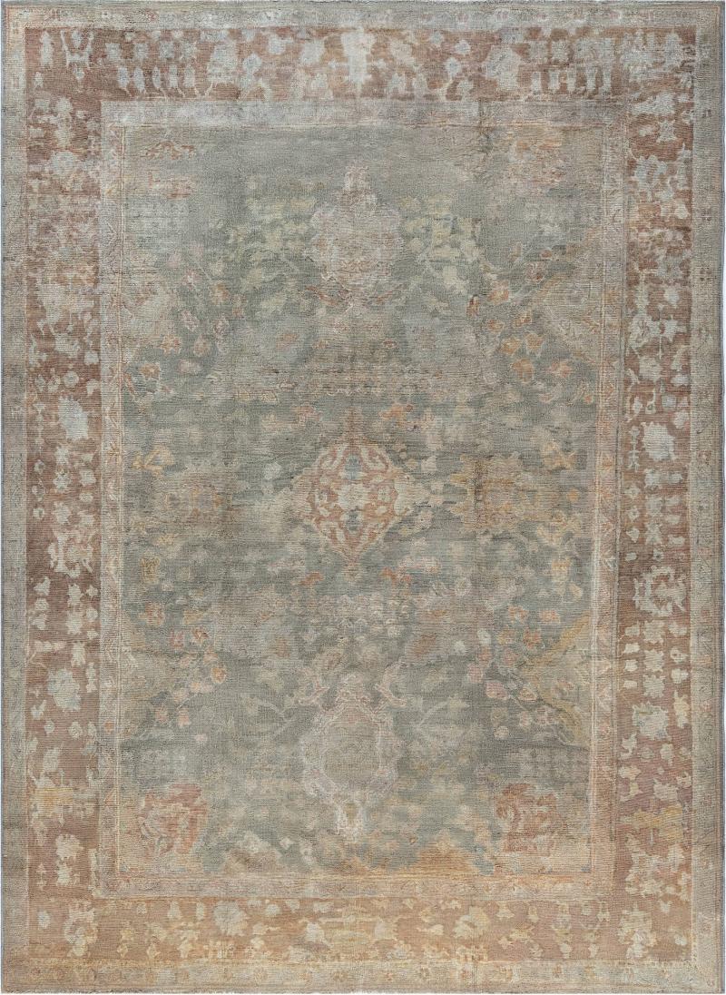 Authentic 1900s Turkish Oushak Handmade Wool Rug