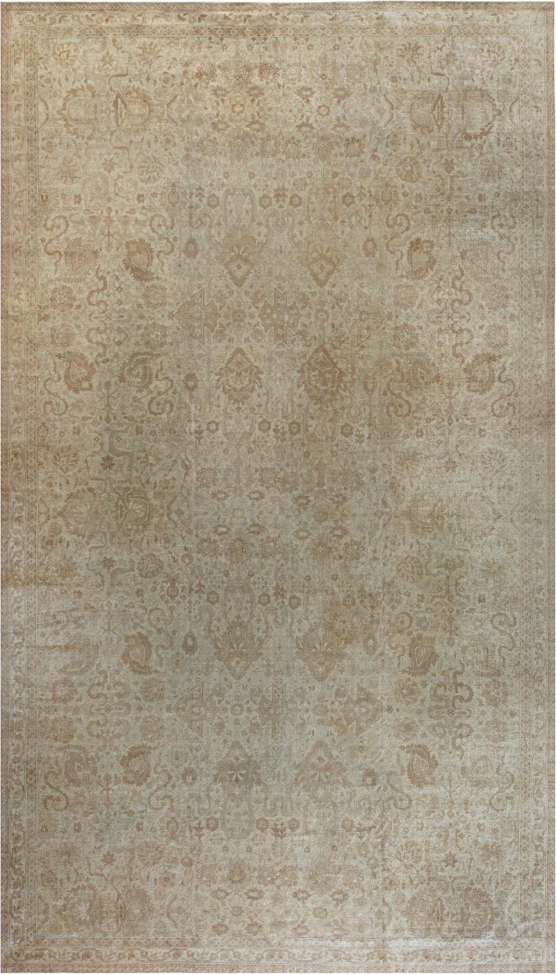 Authentic 19th Century Indian Amritsar Handmade Wool Carpet Size Adjusted 