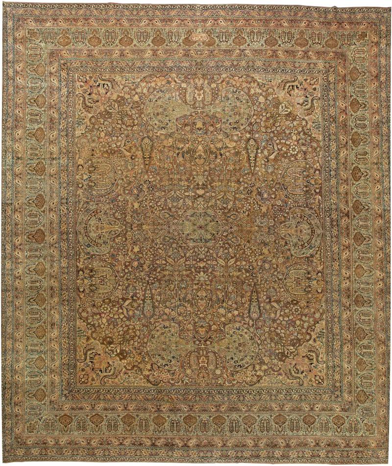 Authentic 19th Century Oversized Persian Kirman Handmade Wool Rug
