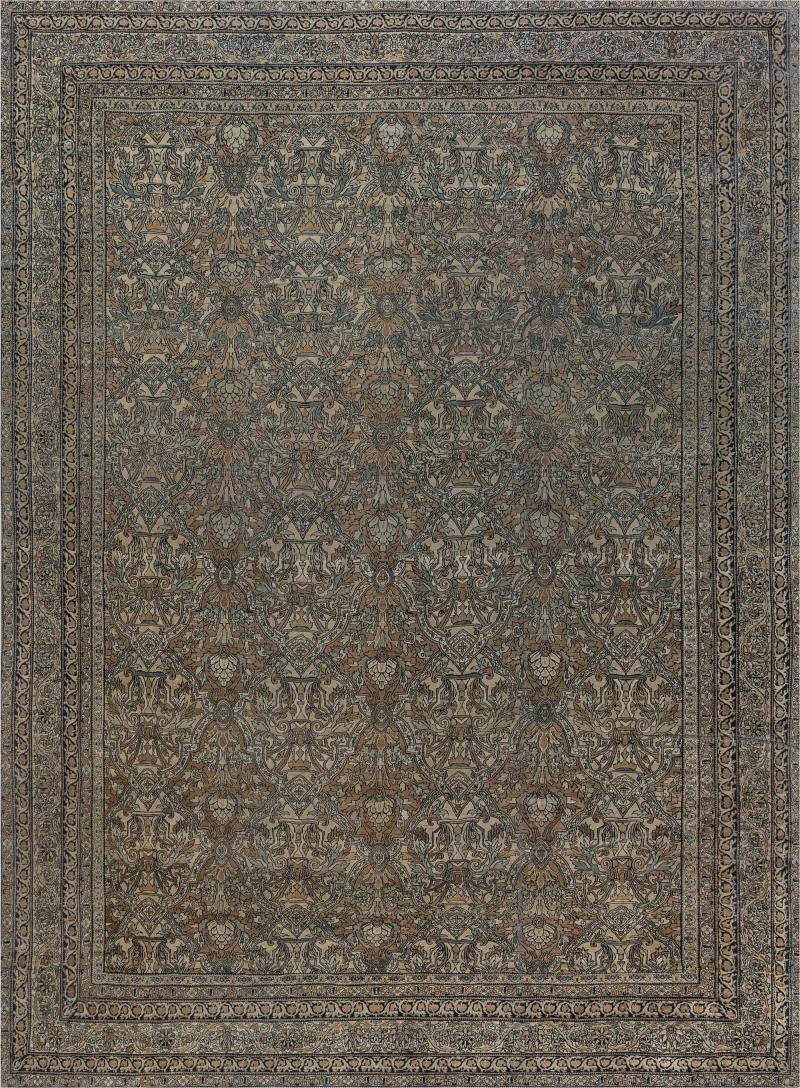 Authentic 19th Century Persian Kirman Handmade Wool Rug