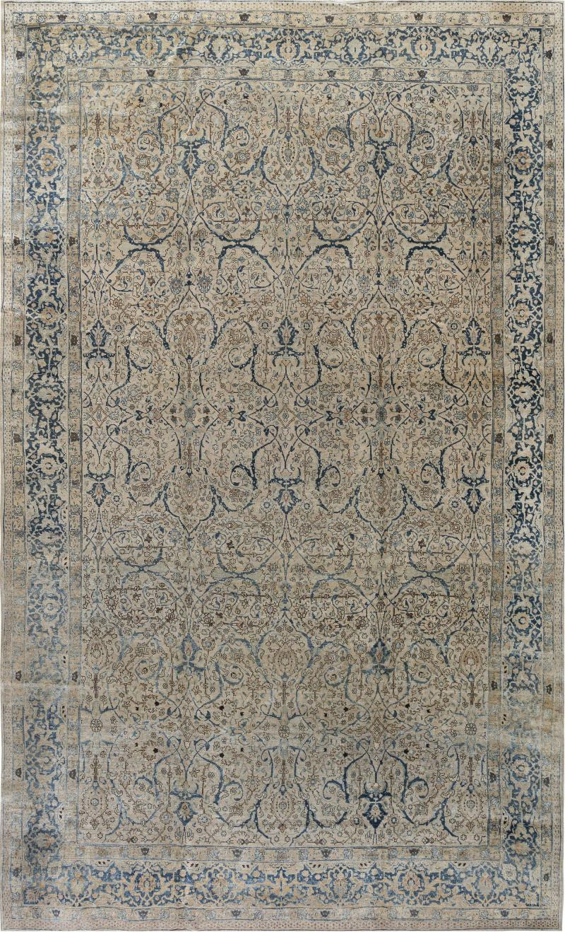 Authentic 19th Century Persian Tabriz Botanic Handmade Wool Rug