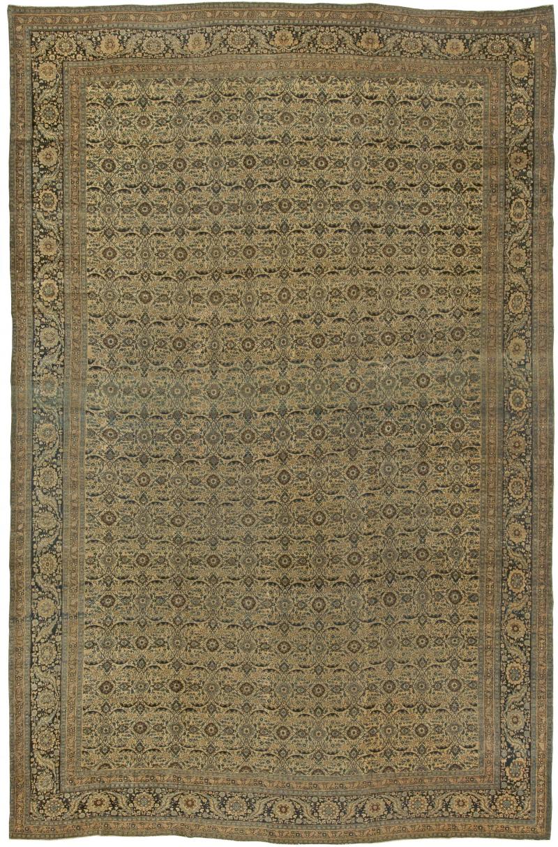 Authentic 19th Century Persian Tabriz Handmade Wool Carpet