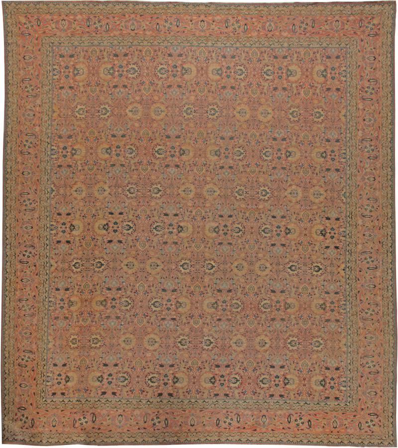 Authentic 19th Century Persian Tabriz Handmade Wool Rug