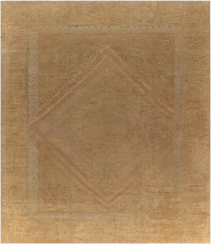Authentic 19th Century Turkish Oushak Handmade Wool Rug
