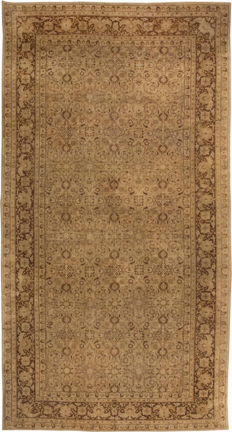 Authentic Early 20th Century Indian Amritsar Brown Rug