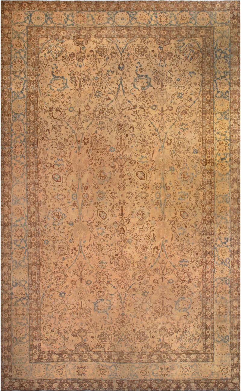 Authentic Early 20th Century Tabriz Botanic Handmade Wool Rug